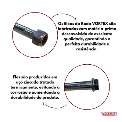 Eixo Roda Traseira Bros 125/150/160/xr 200 C/ Porca Vortex