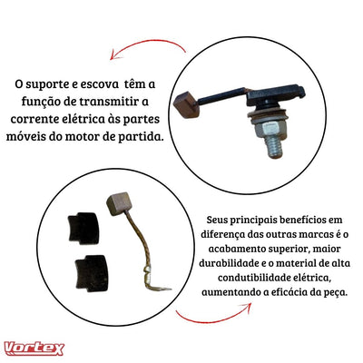Escova Motor Partida Titan 150 2004/08 Nxr 150 06/21 Vortex