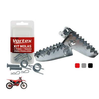 Kit Pedaleira Com Pino E Mola Crf 230 Crf 250f Vazada Vortex