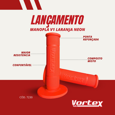 Manopla Laranja Neon Punho Guidão Moto Trilha/motocross Universal Vortex