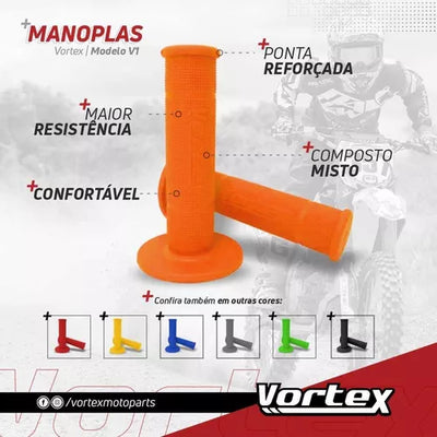 Manopla Laranja Punho Guidão Moto Trilha/motocross Universal Vortex
