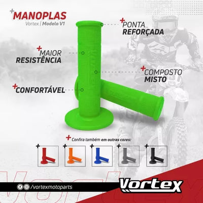 Manopla Verde Punho Guidão Trilha/Motocross Universal Vortex