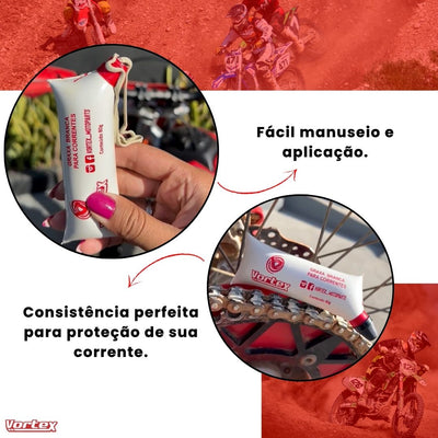 Kit 2 Graxa Branca De Lítio Corrente Moto Resis. Água Vortex