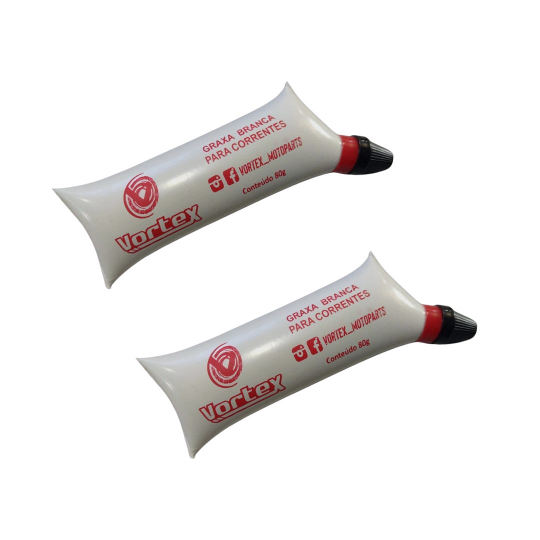 Kit 2 Graxa Branca De Lítio Corrente Moto Resis. Água Vortex