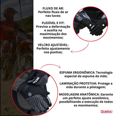 Luva Off Road Motocross Trilha Enduro Vortex